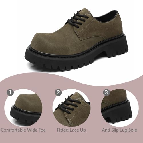 Men's Suede Platform Chunky Heel Oxford Shoes Classic Lace Up Round Toe Non-Slip Lug Sole Block Heel Dress Derby Shoes for Business Work Wedding Party3