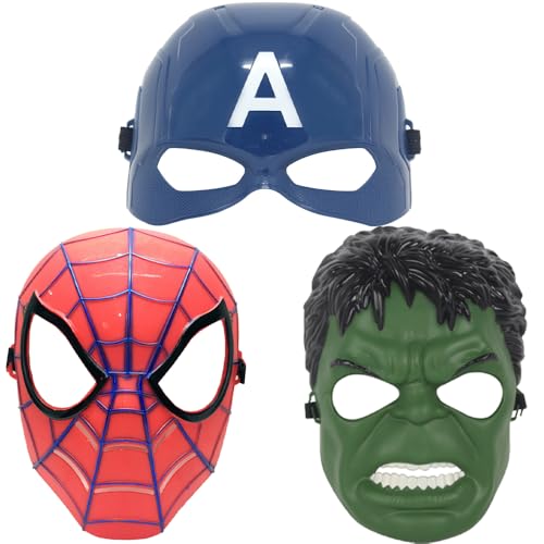 Avazera Superhero mask for KidsSuper hero Costumes Childrens Birthday Parties Boy Toys Gifts for Halloween Cosplay Parties (Superhero 3-PCS)