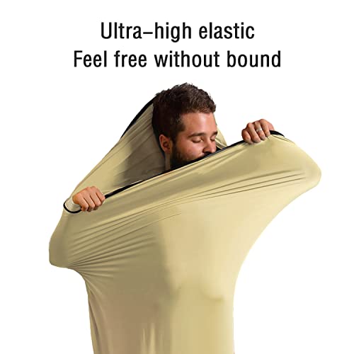 Naturehike High Elasticity Sleeping Bag Liner Lightweight Camping Travel Sheet - Portable Sleeping Sack For Camping, Travel, Youth Hostels, Picnic, Planes, Trains (Khaki) #TOP1