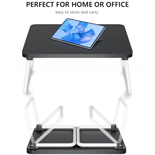 Image of Foldable Lap Desk, Laptop Stand Bed Table Tray for Couch | Portable Breakfast Serving Tray, Lightweight Mini Lap Table, Works Great as Tablet Desk for Working, Reading & Writing, Black
