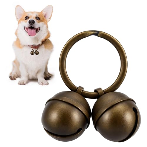 Copper Bells for Dog Collars, Dog Bells for Pet Tracking, Extra Loud Dogs and Cat Bells for Collar, Dogs Collar Bell Copper Collar Bell with Quick Clips for Pet Tracking & Doorbell Potty Training