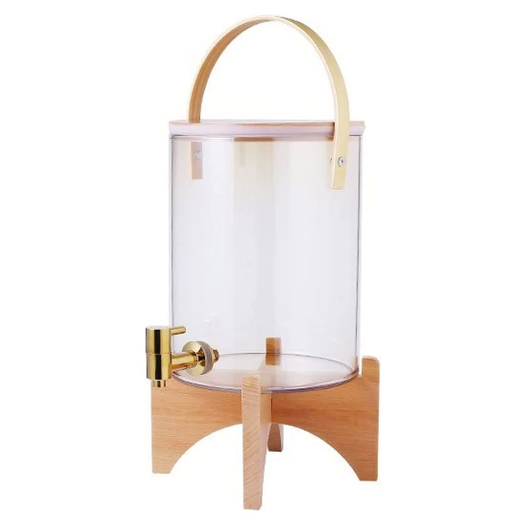 Distributore di bevande in vetro, con rubinetto, contenitore per acqua, bevande fredde, con supporto in legno, perfetto per bevande rinfrescanti, 1,5 l/2,5 l/4 l/5 l