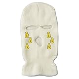 ytnkiv maschera da sci a 3 fori in lana alla moda cappello lavorato a maglia calda all'aperto pieno viso ciclismo maschera antivento passamontagna, bianco, 8