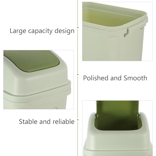 Caneca de basura de cocina KALLORY con tapa verde clara miniatura 3