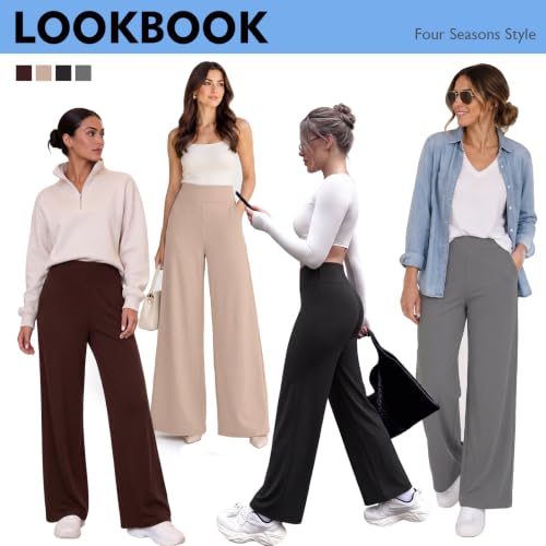 3 Pack Wide Leg Pants for Women with Pockets High Waist Yoga Sweatpants - Image 3