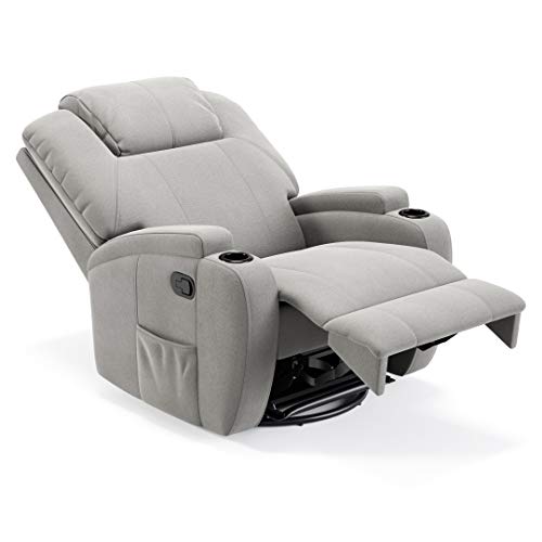 Poltrona Do Papai Reclinável Com Balanço E Massagem Em Linho Cinza Modelo Colton Marca Damie