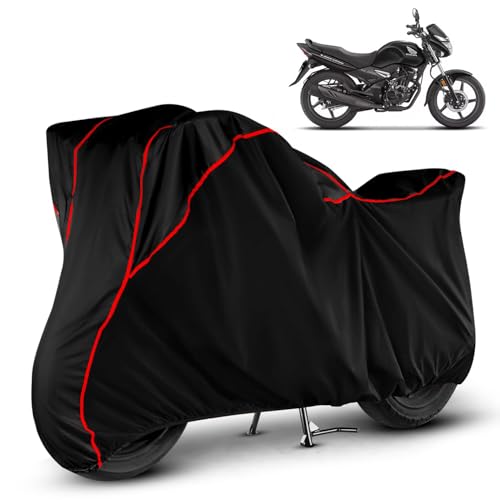 Image of Heavy Duty Waterproof Bike Cover for Honda Unicorn | All Weather Protection from Rain, Dust, Sun & Scratches | Universal Fit for All Bike & Scooty | Black Red Piping | Unicorn Bike Cover