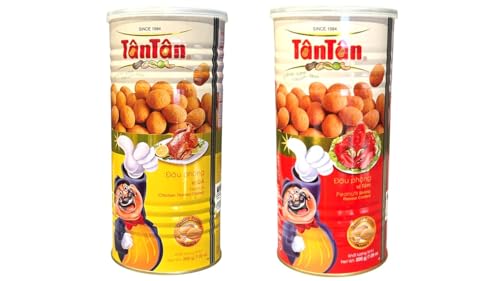 Image of Combo - Chicken Flavour Peanuts and Shirmp Flavour Peanuts - Dau Phong Vi Ga and Dau Phong Vi Tom - 7 Oz per Can with 2 Cans per Order