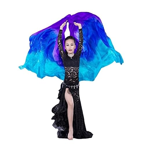 Image of Aumulen 8mm Girls Hand-Made Belly Dance Silk Scarf Veils Gradual Colors