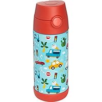 Snug Kids Flask - Stainless Steel Insulated Water Bottle with Straw for Children/Toddlers (Girls/Boys) - Cars, 350ml