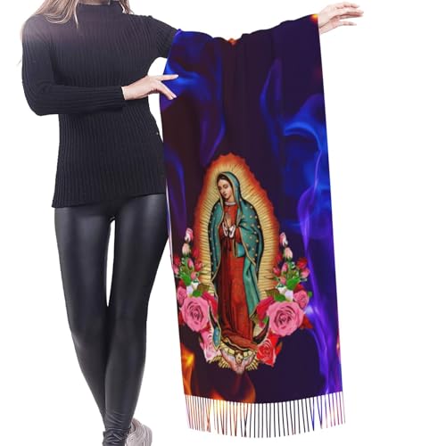 Virgen de Guadalupe Scarf Virgin Mary Shawl Wrap for Women Our Lady of Guadalupe Womens Shawl2