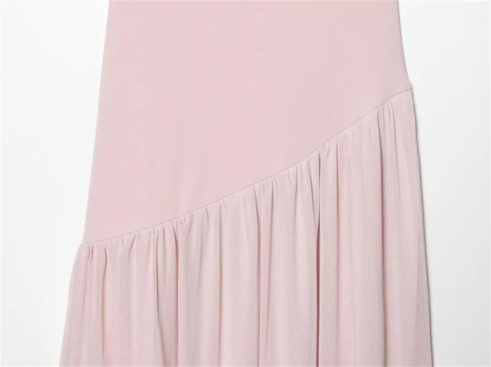 Women Sleeveless High Neck Midi Dress Pleated Skirt Wrap Minimalist Office Party Wear Work Formal Dress