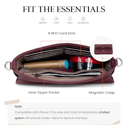 Image of befen Genuine Leather Small Crossbody Bags for Women, RFID Clutch Purses