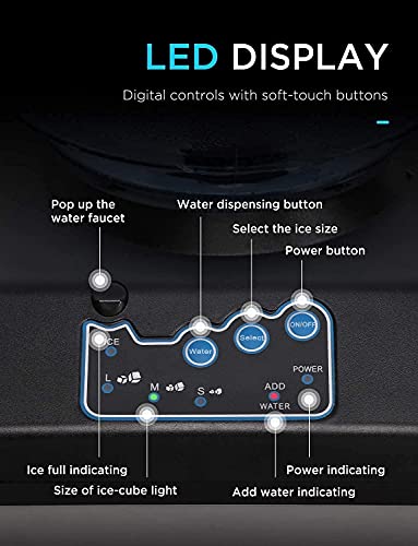 ywewsq Elektrische Eiswürfelmaschine, 2-in-1-Eismaschine mit Wasserspender, tragbare Eismaschine aus Edelstahl für die… – Bild 4