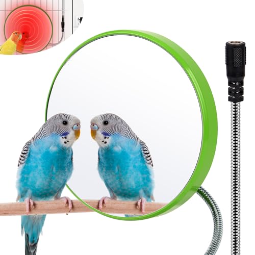 Image of Bird Heater for Cage,Thermostatical Bird Warmer with Mirror to Snuggle up 12V Bird Cage Heating Plate for Cockatiel,Parakeets,Parrots,African Grays