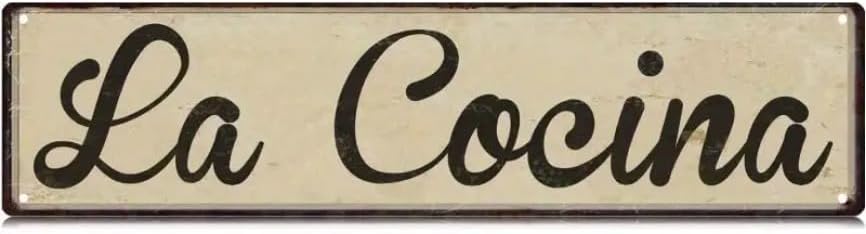 La Cocina - Letrero de metal de cocina española de 16 x 4 pulgadas, decoración de pared para el hogar, cocina, baño, café, oficina, jardín,