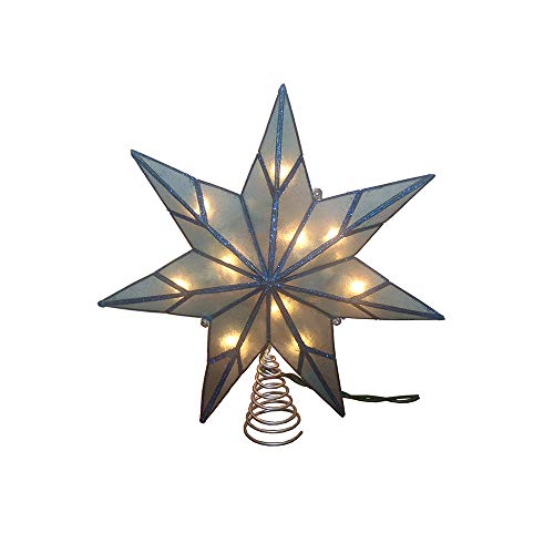 Kurt S. Adler Kurt Adler 10-Light 7-Point Capiz Star Treetop, Blue, White #TOP1