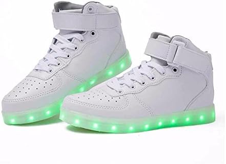 Socone Light Up High Top USB Charging LED Women & Men Shoes Flashing Sneakers … (12 B(M) US Women / 11 B(M) US Men, white)
