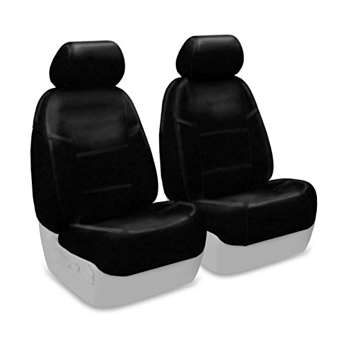 Coverking Custom Fit Front 50/50 Bucket Seat Cover for Select Lexus ES350 Models - Premium Leatherette Solid (Black) #1