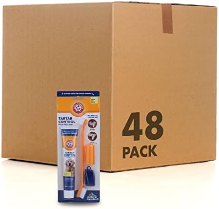 Arm & Hammer for Pets Tartar Control Kit for Dogs | 3-Piece Kit Contains Toothpaste, Toothbrush & Fingerbrush | Reduces Plaque & Tartar Buildup, Banana Mint Flavor - 48 Pack