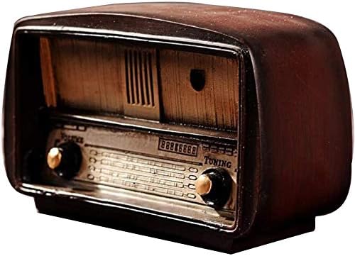 Adorno de radio vintage, figuras de resina marrón, decoración de mesa para oficina en casa, regalo, celebración