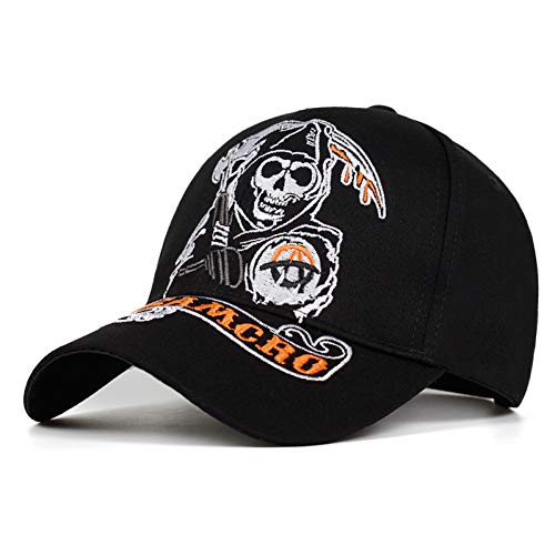 Yooci Casquette Homme Casquette De Baseball SOA Sons of Anarchy Skull Broderie Casual Snapback Hat Fashion   Racing Motorcycle Sport Hat Black 2