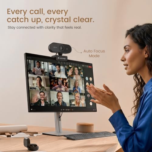 Image of Lapcare 2K USB Webcam, 5P Lens, 5.0MP Camera, Noise isolating Microphone,Auto-White Balance, Auto-Exposure, Built-in Mic, for Teams, FaceTime, PC /Laptop