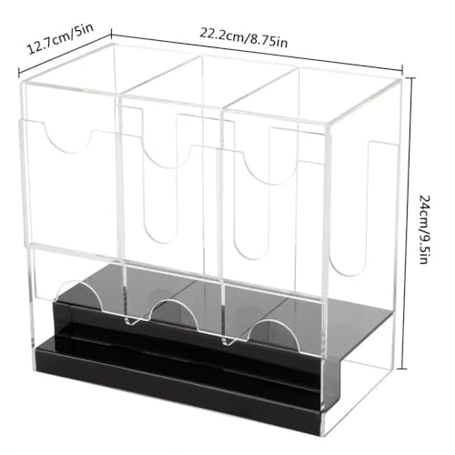 Dispensador de tarjetas transparente de 3 ranuras y organizador de mesa 3