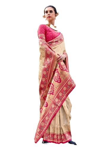 Sari en soie Banarashi traditionnel pour femme motif élégant
