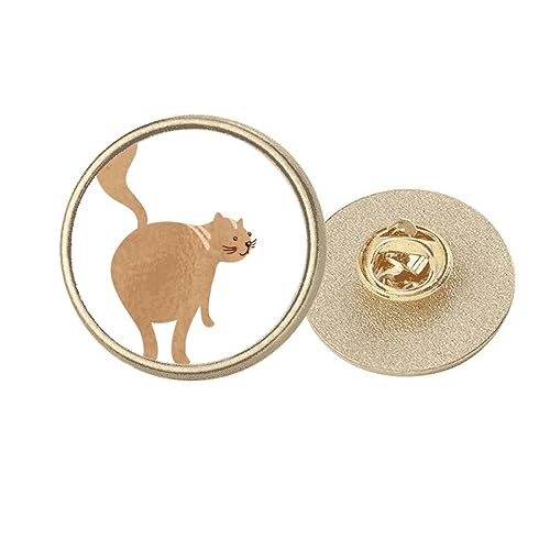 Broche chat en métal doré de qualité supérieure, finitions marron émaillé