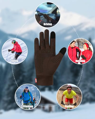 Image of Aegend Lightweight Winter Gloves for Men Women, Warm Running Gloves Touchscreen Thermal Glove Liners for Cold Weather Driving, Cycling & Hiking, Non-Slip, Elastic Cuff, Stretchy, Durable