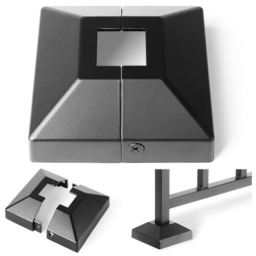 Hulave Split Post Cover, Fits 1x1 Post/3.5x3.5 Base, Indoor/Outdoor Iron Railing, Fence, Stair Base Decorative Skirt Covers (1Pack-Black)