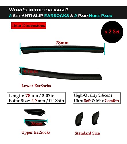 Image of 2 Pairs Replacement Rubber Kit Earsocks Nose Pads for Oakley Half Jacket /Half Jacket XLJ Sunglasses Frame, Black Ear Temple Sleeve Set