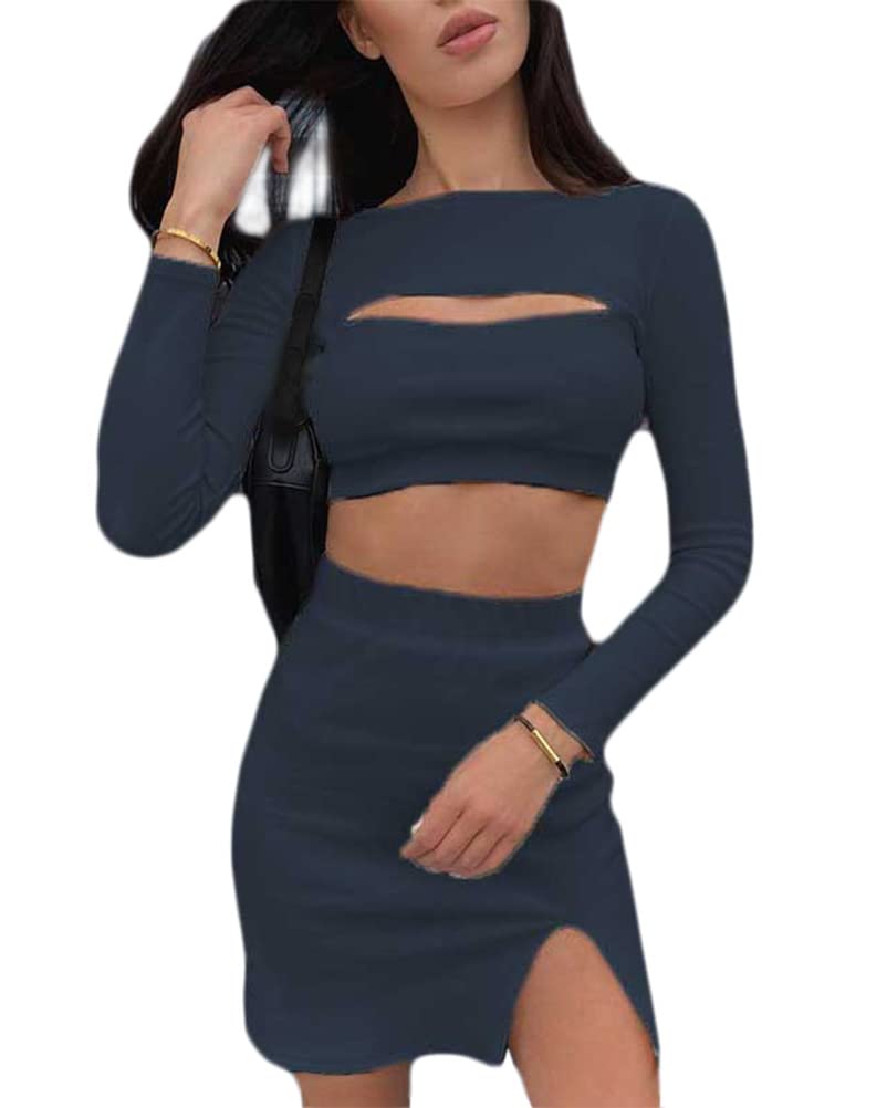 Damen 2-teiliges Set – Rosetten-Crop-Top & Bodycon-Minirock Für Sommer, Party & Alltag