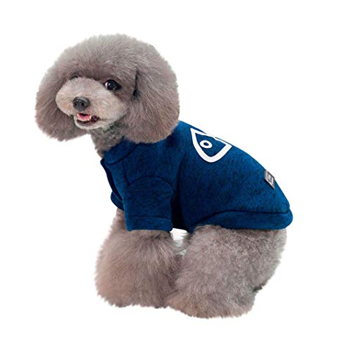 Pet Clothes Winter Small Dog Boy Cat Warm Sweater With Fish Bone Pattern Apparel (S, Blue) #TOP1