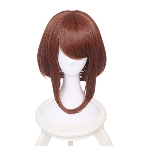MUZI WIG Anime Cosplay Peluca con Gorra de Peluca Gratis para My Hero Academia (Ochako Uraraka)