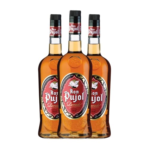 Ron Pujol Dorado Añejo Botella Misil 1 L (Caja de 3 Botella Misil de 1 L)
