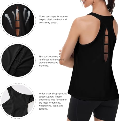 BETTERCHIC Womens Tank Tops Open Back Workout Tops Racerback Tank Tops Loose Athletic Tops Sleeveless Gym Tops Running4