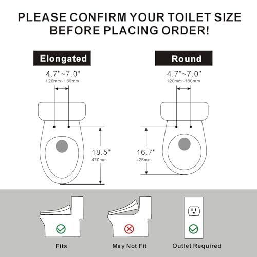 Electric Bidet Toilet Seat Elongated, Heated Toilet Seat, Instant Warm Water, Warm Air Dryer, Rear Feminine and Oscillating Washing, Wireless Remote, Night Light, Slow Close Lid, LED Display