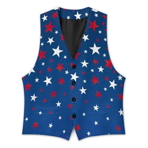 Stars in Colors of An America Flag Men's Suit Vest Slim Fit V-Ncek Waistcoat Business Casual Vest3
