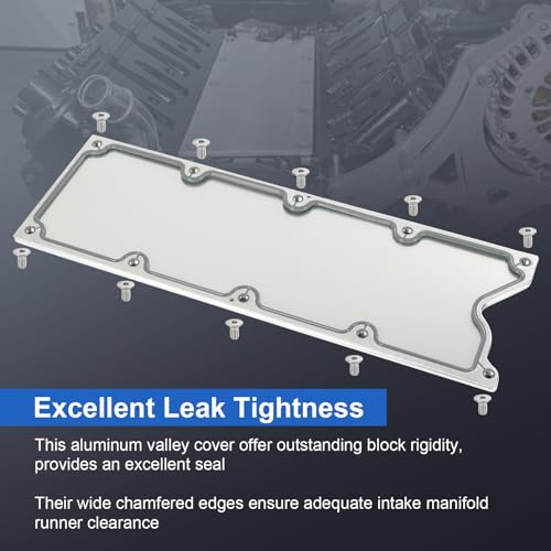 Image of LS Gen 3 Valley Pan Cover Plate Low Profile with Gasket and Seals Compatible with LSX LS1 LM7 LR4 LQ4 LS6 L59 LQ9 LM4 L33 (Silver)