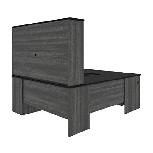 Bestar-Norma-71W-U-or-L-Shaped-Executive-Desk-with-Hutch-in-Black-bark-Gray