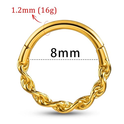 Septum rings hoops,1PCS 16G/8mm Ring Multi-Cones Surgical Stainless Steel Nose Ring Hoop Jewelry Clicker Cartilage Earring Hinged Segment Daith Piercing2