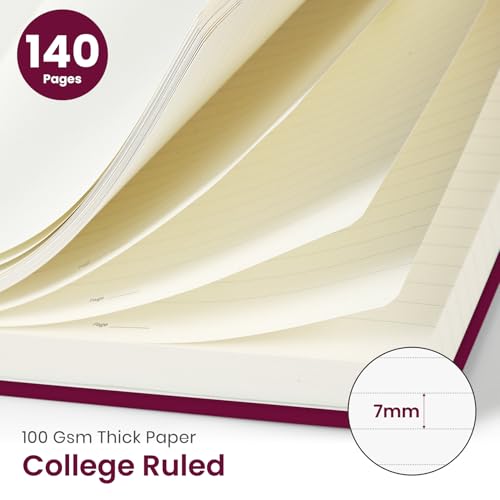 Image of Taja Lined Spiral Journal Notebook for Women & Men, 140 Pages, College Ruled Hardcover Notebook for Work & Note Taking, Journals for Writing, A5(5.7 inch x 7.9 inch) - Crabberry Red