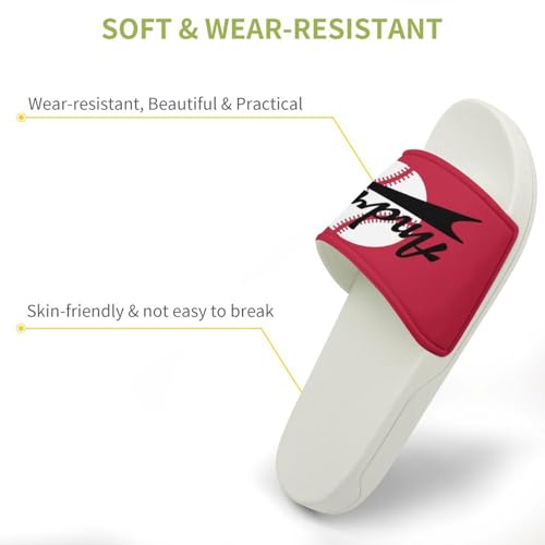 Custom Sports Slides Personalized Slippers - Baseball Sandals Quick Drying Softball Slippers Indoor Outdoor,Gifts for Men Youth Boy (White,Style 20)3
