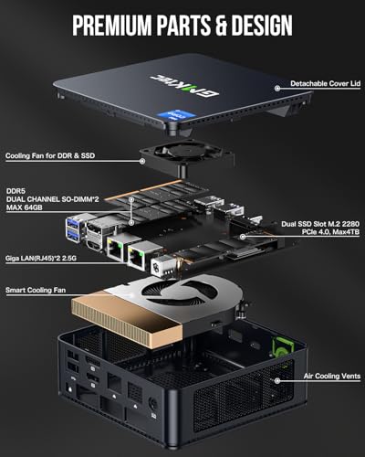 undefined GMKtec Mini PC, K7 Plus 13th Gen Intel Core i7-13620H (10C/16T, up to 4.9GHz), 32GB DDR5 RAM (16GB*2)/1TB PCIe SSD Mini Desktop Computer, i226V Dual LAN/USB-C/USB4.0/8K UHD/WiFi 6/BT5.2 の商品画像 4