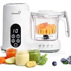 Grownsy Baby Food Maker with Steam Basket, One Step Baby Food Processor Steamer Puree Blender Grinder Mills Machine, Auto Cooking Grinding and Sterili-zing for Healthy Homemade Baby Food, White