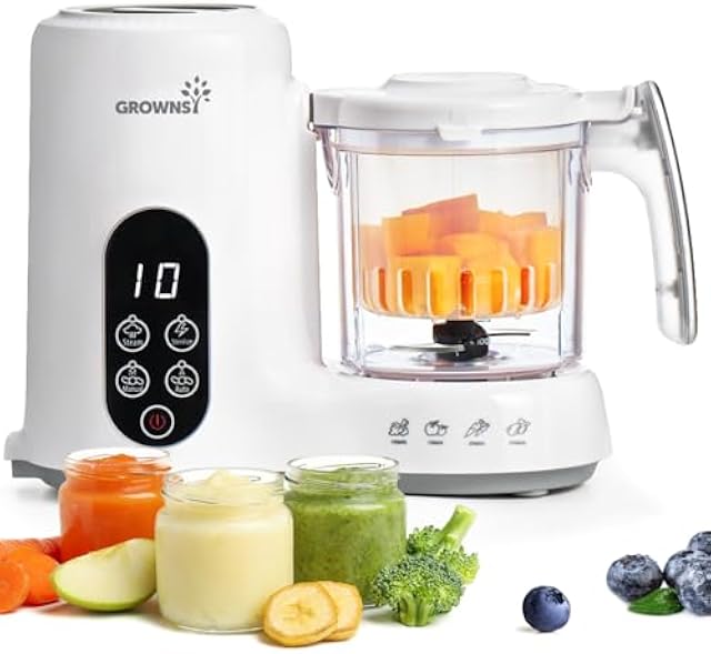 Grownsy Baby Food Maker, Steamer & Blender Baby Food Processor, White