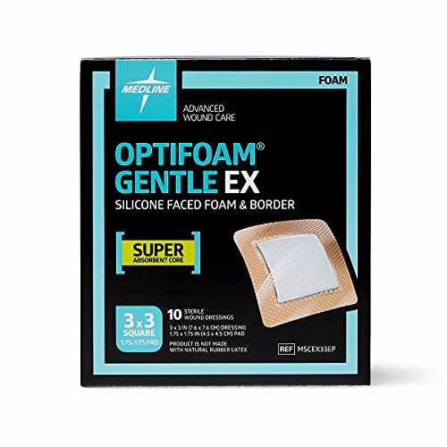 Medline Optifoam Gentle EX Bordered Foam Adhesive Dressing 3 x 3 Square (10 Count)