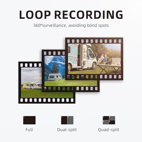 Image of eRapta HD 1080p Backup Camera System Kit, 7-inch Reversing Monitor with Quad Split Recording IP69 Waterproof, Rear View Side View Cameras, Backup Camera for RV Truck /Trailer /Tractor /Box /Camper Y0202